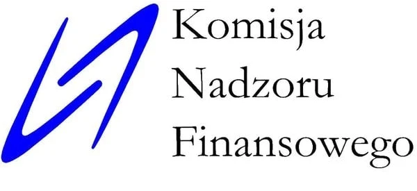 Projekt graficzny zawierający logo Komisji Nadzoru Finansowego w alfabecie cyrylickim.