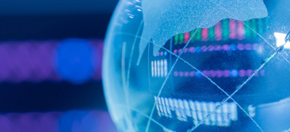 Niebieska kula, reprezentująca technologię i projektowanie graficzne w inżynierii telekomunikacyjnej i naukach.