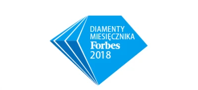 Logo Forbes Media LLC przedstawiające trójkąt symbolizujący naukę, DIAMENTY MIESIĘCZNIKA 2018.