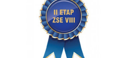 Logo z emblematem języka polskiego II ETAP ZSE VIII, nagroda za projektowanie graficzne symbolu z elegancką czcionką i etykietą graficzną.