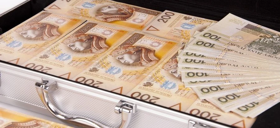 Polskie banknoty o różnych nominałach, w tym 200, 100 i inne. Pojęcie waluty, gotówki, obrotu pieniędzmi.