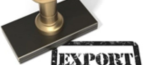 Zbliżenie obrazu mosiężnego elementu armatury domowej z wygrawerowanym na nim słowem "EXPORT". Idealne do handlu międzynarodowego i rynków eksportowych.