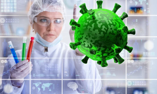 Grupa naukowców prowadzących badania w laboratorium chemicznym w instytucie badawczym.