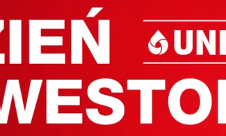 Portfolio graficznego projektowania prezentujące logo i prace reklamowe, w tym projekty dla DZIEŃ, UNIMOT, FTS, INWESTORA i EVUKE. £2.