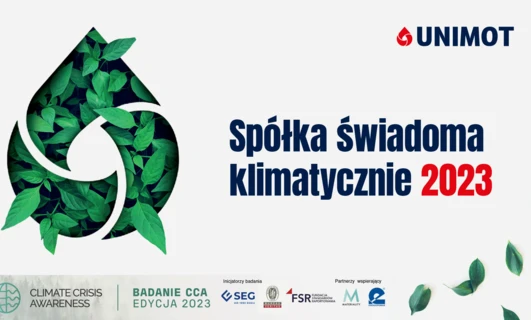 Obrazek przedstawiający logo UNIMOT, firmy podnoszącej świadomość na temat kryzysu klimatycznego poprzez badania i inicjatywy. Partnerzy, tak jak Bureau Veritas i Uniwersytet Nove de Julho, wspierają ich działania na rzecz bardziej zrównoważonej przyszłości.