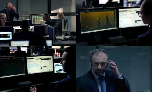 Przedstawiciel klasy białej siedzący przy biurku z monitorem komputerowym, komputerem osobistym i innymi urządzeniami elektronicznymi. Technologia w miejscu pracy zapewnia efektywne środowisko pracy.