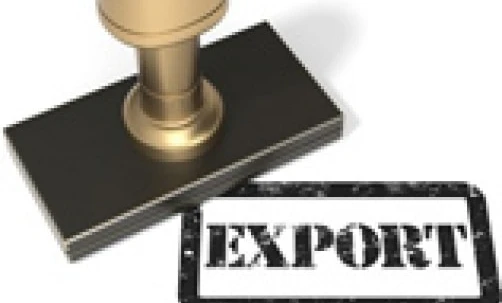 Zbliżenie obrazu mosiężnego elementu armatury domowej z wygrawerowanym na nim słowem "EXPORT". Idealne do handlu międzynarodowego i rynków eksportowych.