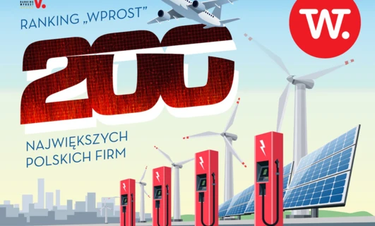 Logo dla "Wprost" reklamujący ich ranking 200 największych polskich firm. Wyróżnij się w rankingu z "Wprost".